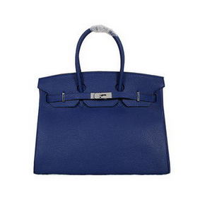 Hermes Birkin 35CM Tote Bag RoyalBlue Clemence Leather H35 Silver 1:1 Replica HMS0X0GXFVK
