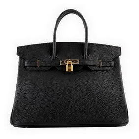 Hermes Birkin 35CM Tote Bags Black Grainy Leather H-35 Gold 1:1 Replica HMSM9ZCC6N2