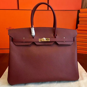 Copy Hermes Birkin 40 Handmade Bag In Bordeaux Epsom Leather HMS68277AW5