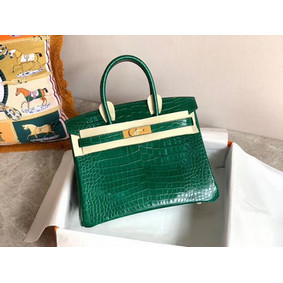 1:1 Replica Hermes Birkin Bag Original Leather crocodile HBK35 green HMS235UETRN