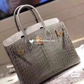 Hermes Birkin Bag Original Leather crocodile HBK35 grey Top Replica HMSR3EYLGYM