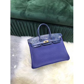 Hermes Birkin Bag Original Leather crocodile togo HBK2530 Blue HMS91933LTV
