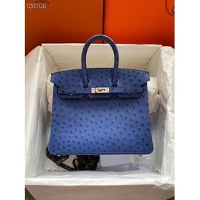 Hermes Birkin Bag Original Leather Ostrich Skin HBK2530 Dark Blue HMSM78KG1PC