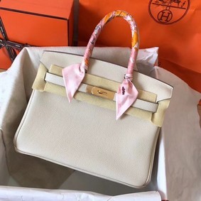 First-class Quality Hermes Birkin Tote Bag Original Togo Leather BK35 cream HMS06OB6V51