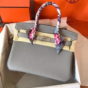 First-class Quality Hermes Birkin Tote Bag Original Togo Leather BK35 grey HMS78HLO5AD