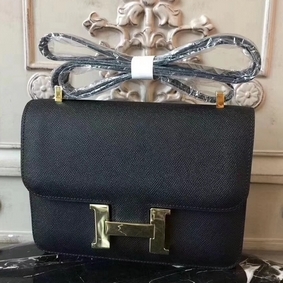 Hermes Black Constance MM 24cm Epsom Leather Bag Replica HMSZ5GPW9A0