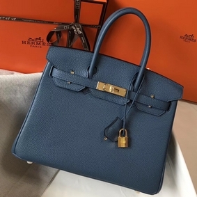 Hermes Blue Agate Clemence Birkin 30cm Bag Replica HMS6H1AHM6Q