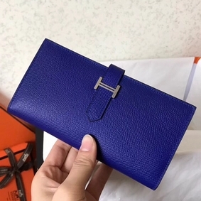 Hermes Blue Electric Epsom Bearn Gusset Wallet Top Replica HMSRZLI3BZ6