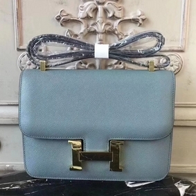 Best Quality Hermes Blue Lin Constance MM 24cm Epsom Leather Bag HMSLUNC08E5