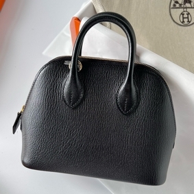 Best Quality Hermes Bolide 1923 Mini Handmade Bag In Black Chevre Mysore Leather HMSU86R1JR0