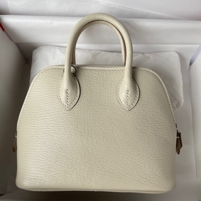AAA Hermes Bolide 1923 Mini Handmade Bag In Craie Chevre Mysore Leather HMSE3U812TZ