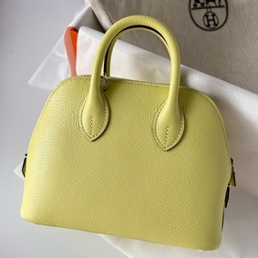 Best Quality Hermes Bolide 1923 Mini Handmade Bag In Jaune Bourgeon Chevre Mysore Leather HMS2KJ2UUMA