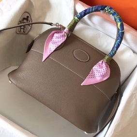 Hermes Bolide 27 Handmade Bag In Taupe Clemence Leather 1:1 Replica HMS5LFSL413