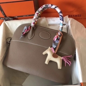 Hermes Bolide 31 Handmade Bag In Taupe Clemence Leather Replica HMSY9C46HM6