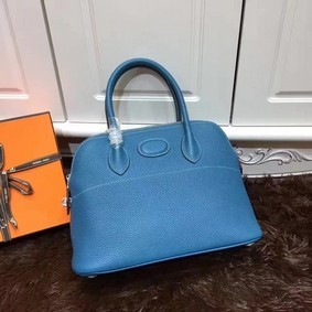 Hermes Bolide 31CM Calfskin Leather Tote Bag B3302 Blue HMSE12YW2Q0