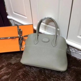 Copy Hermes Bolide 31CM Calfskin Leather Tote Bag B3302 Grey HMS719GRL3Y