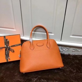 1:1 Replica Hermes Bolide 31CM Calfskin Leather Tote Bag B3302 Orange HMSCG7L58D9