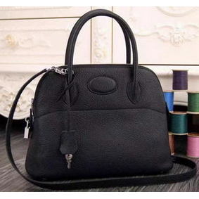 Replica Hermes Bolide 37CM Calfskin Leather Tote Bag B1004 Black HMS87K05736