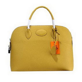 First-class Quality Hermes Bolide 37CM Calfskin Leather Tote Bags H509084 Yellow HMSWJD1JE46