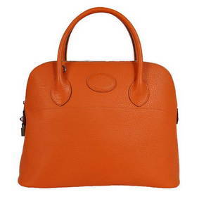 Hermes Bolide 37CM Tote Bags Clemence H1037 Orange HMSCEMH8ZN8