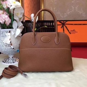 Hermes Bolide Original Leather Tote Bag B1007 Coffee Top Replica HMSV1DZ3D1R