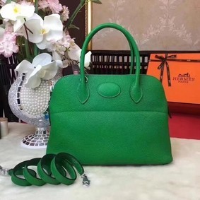 Hermes Bolide Original Leather Tote Bag B1007 Green Replica HMSPED1H49V