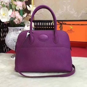 Imitation Hermes Bolide Original Leather Tote Bag B1007 Purple HMSR06P5K32