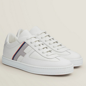 Fake Hermes Boomerang Sneakers In Multicolore White Leather HMS5Z0CQHIK