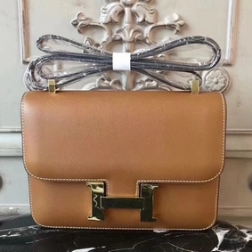 Hermes Brown Constance MM 24cm Epsom Leather Bag HMSXB124FK7