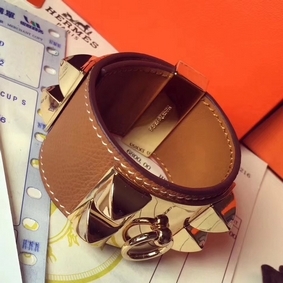 Hermes Brown Epsom Collier de Chien Bracelet Size S Top Replica HMS1M26SVG1