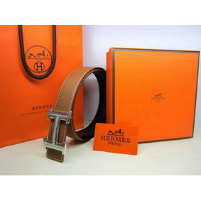 Hermes Calf Leather Diamond Belt HB118 Brown Silver Top Replica HMSWY4YY9SJ