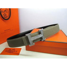 Knockoff Hermes Calf Leather Diamond Belt HB118 Khaki Silver HMSCRD1VS8W