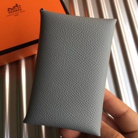 Hermes Calvi Card Holder In Blue Lin Epsom Leather Replica HMS5CJ1KZFO