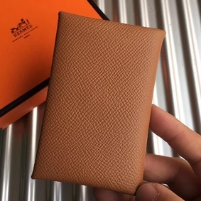 Hermes Calvi Card Holder In Gold Epsom Leather Replica HMS9MZCRVM3