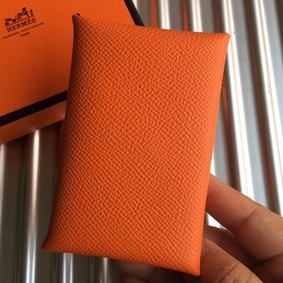 Hermes Calvi Card Holder In Orange Epsom Leather Top Replica HMSA5W3FU00