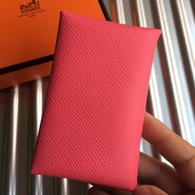 Hermes Calvi Card Holder In Rose Azalee Epsom Leather Replica HMSTPO8HA27