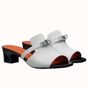 Hermes Candy 40mm Sandals In White Calfskin Replica HMSM905UGUO