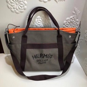 Best Quality Hermes Canvas Shopping Bag H0734 Khaki HMSE1Z866K9