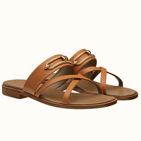 Replica Hermes Claire Sandals In Brown Calfskin HMSR19HL83J
