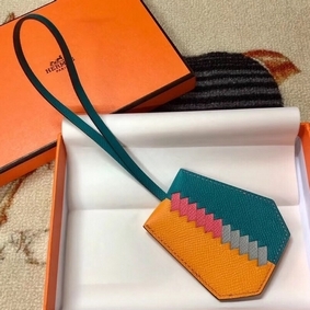 Fake Hermes Clochette Cles Grand Tressage Charm In Yellow/Turquoise HMSDB119RKM