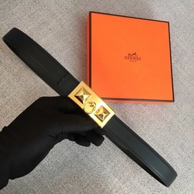 Fake Hermes Collier de Chien belt buckle & Reversible leather strap 24 mm H0521 black HMS0W0CA9Y3