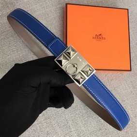 Fake Hermes Collier de Chien belt buckle & Reversible leather strap 24 mm H0521 blue HMS29NB633T
