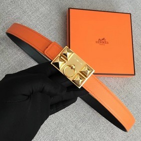 Hermes Collier de Chien belt buckle & Reversible leather strap 24 mm H0521 orange HMSI53UARFK