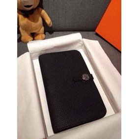 Hermes Compact Passport Holder Original Leather Black 1:1 Replica HMS48FS825N