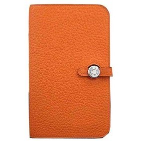 Hermes Compact Passport Holder Original Leather Wallet Orange Top Replica HMS4ITN5ZKF
