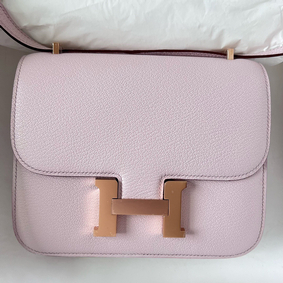 Hermes Constance 1-18 Mirror Bag In Mauve Pale Chevre Mysore Leather 1:1 Replica HMSGSUM6Z22