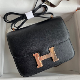 Hermes Constance 18 Handmade Bag In Black Chevre Mysore Leather Replica HMSWUYE2HZW