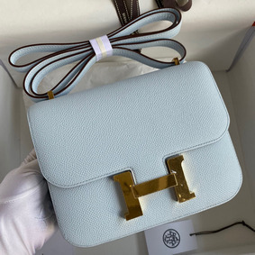 Imitation Hermes Constance 18 Handmade Bag In Blue Brume Epsom Calfskin HMSQB40C002