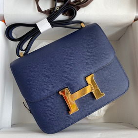 Best Quality Hermes Constance 18 Handmade Bag In Blue Saphir Epsom Calfskin HMS235TCCTM