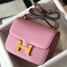 Hermes Constance 18 Handmade Bag In Mauve Sylvestre Epsom Leather Top Replica HMSWK741GUD
